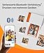 Liene Amber M110 Mini Fotodrucker für Smartphone – inkl. 60 Blatt 10x15 cm Fotopapier + 20 Blatt 7,7 cm Selbstklebende Fotos + 2 Farbbänder – Thermosublimation, Bluetooth, für iPhone & Android