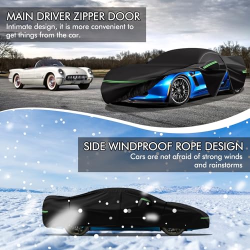Image of for Corvette 2014-2019 C7 Car Cover 210D Outdoor Waterproof UV Protection, with Cotton Layer, Zipper Door, Reflective Strip, Storage Bag, for Chevy C7