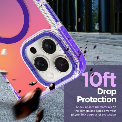 Image of Magnetic Case for iPhone 15 Pro Max [Compatible with Magsafe] [Cute Fashion Fluorescent Design] [1 Screen Protector] Slim Translucent Matte Case for iPhone 15 Pro Max 6.7 inch 2023, Purple