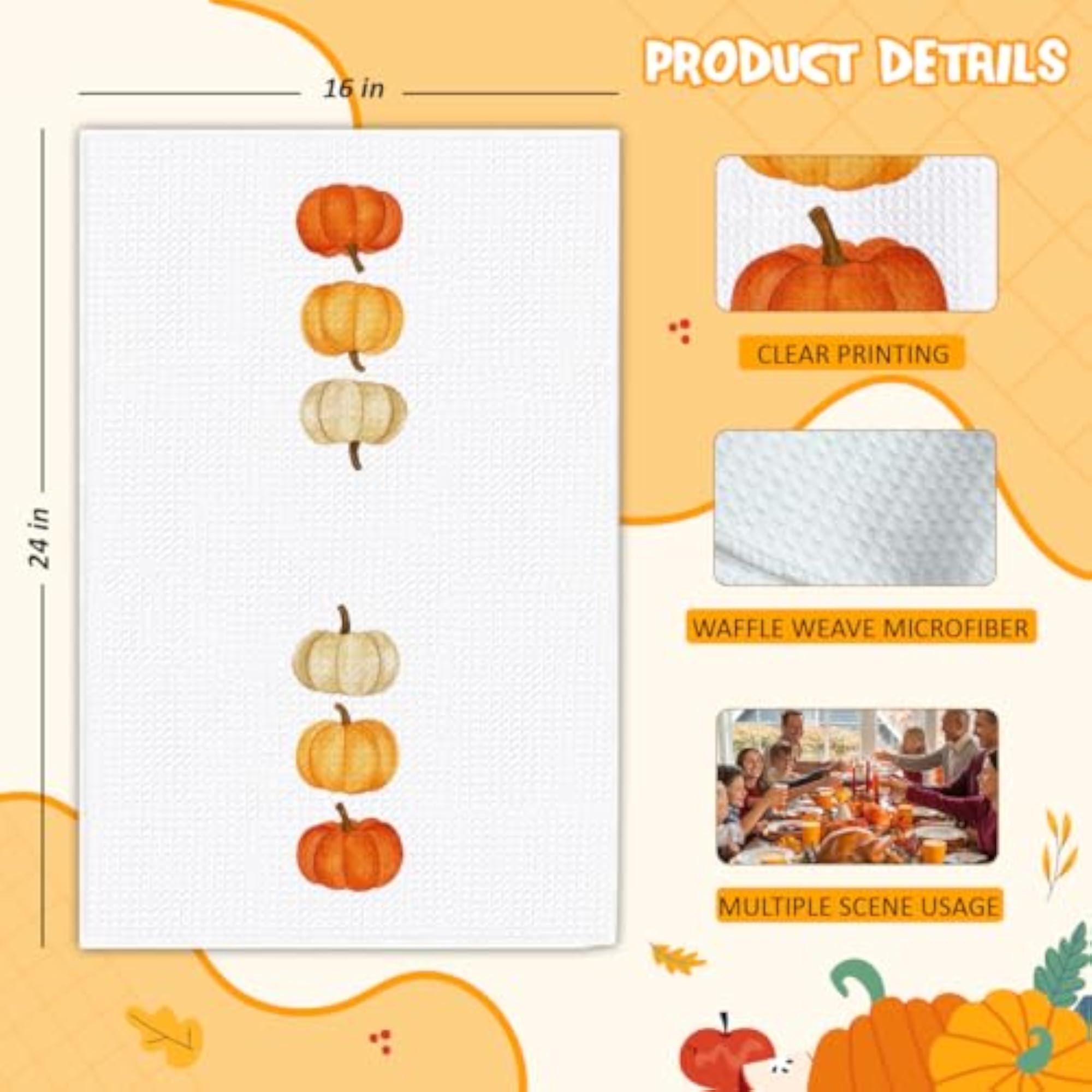 Fall Pumpkin Hand Towels, Autumn Decor