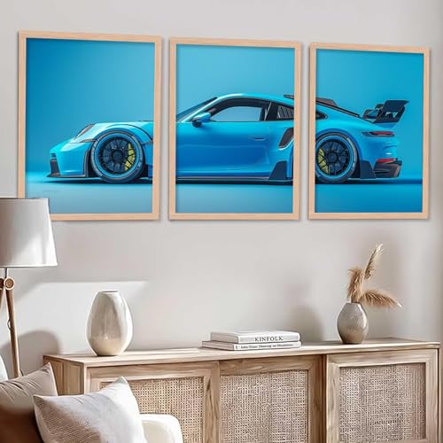 Image of TASVEE Car wall posters | set of 3 wall frames | posters for wall | Wall Decoration for Bedroom, Living Room & Office | Best Gift for Boys & Car Lovers (A8, MEDIUM 10X13, Framed)