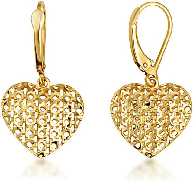 Claddagh Gold 14K Yellow Gold Caged Heart Drop Dangle Earrings