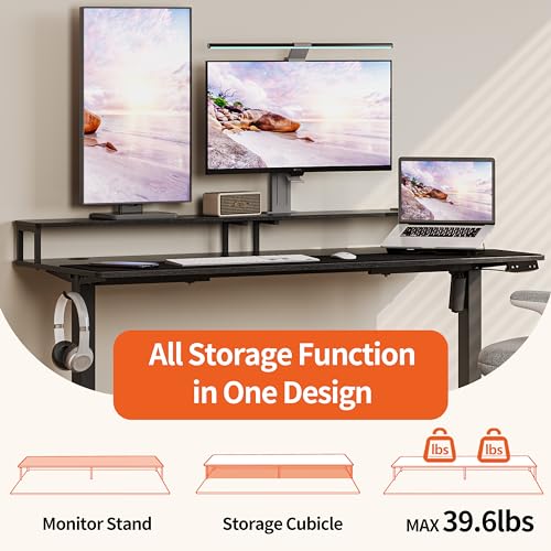 JOISCOPE 48 x 24 inch Adjustable Electric Standing Desk (3AC, USB, Type-C) with Monitor Shelf, 2 Memory Heights, Gaming Study Drafting 25 mm/s Sit Stand Desk for Home Office Bedroom,Black - Image 6