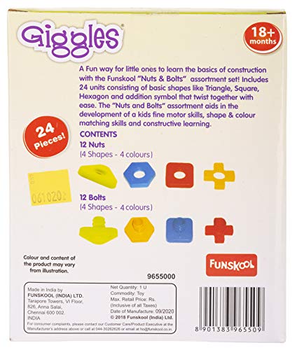 Image of Giggles - Nico The Giraffe & Funskool Nuts and Bolts, Shape & Colours