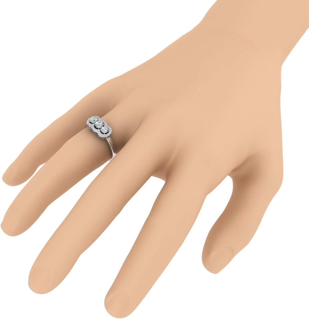 1/2 Carat 3-Stones Diamond Engagement Ring in 10K Gold