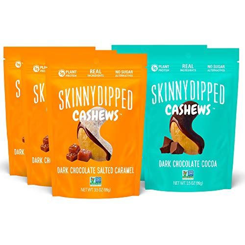 SKINNYDIPPED Go Nuts Cashew Variety Pack, 3.5oz Bags, 5 Count
