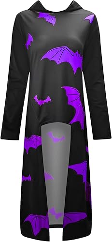 JEGULV Disfraces de Halloween para mujer con capucha, vestido medieval renacentista, talla grande, vestido vintage alto y bajo