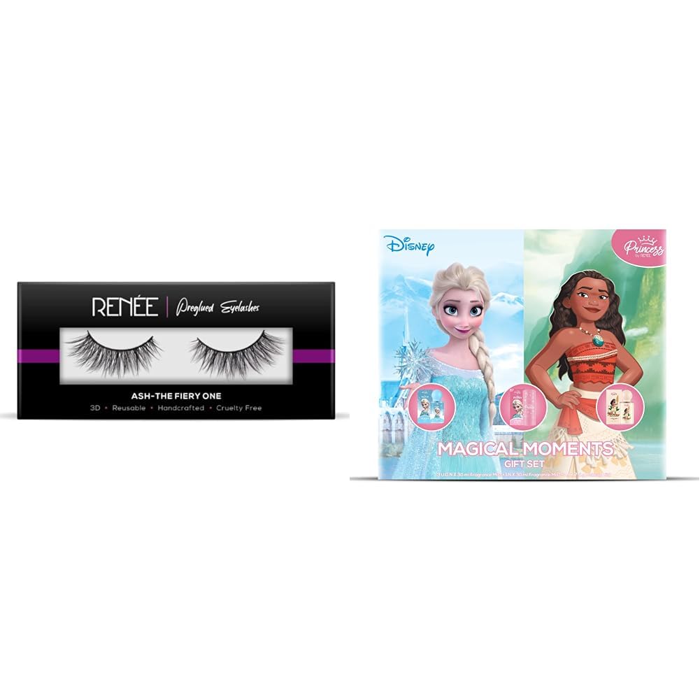 Pre-glued Eyelashes (Ash-The Fiery One) Princess by Magical Moments Gift Set for Preteens Elsa Unicorn Makeup Kit