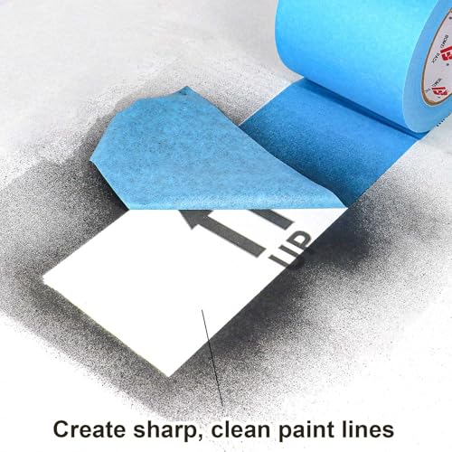 Image of BOMEI PACK 4'' Blue Painters Tape, 3D Printing Tape 4 Inches x 55 Yards for Laser Cutting, 21-Day Clean Removal Wide Masking Tape