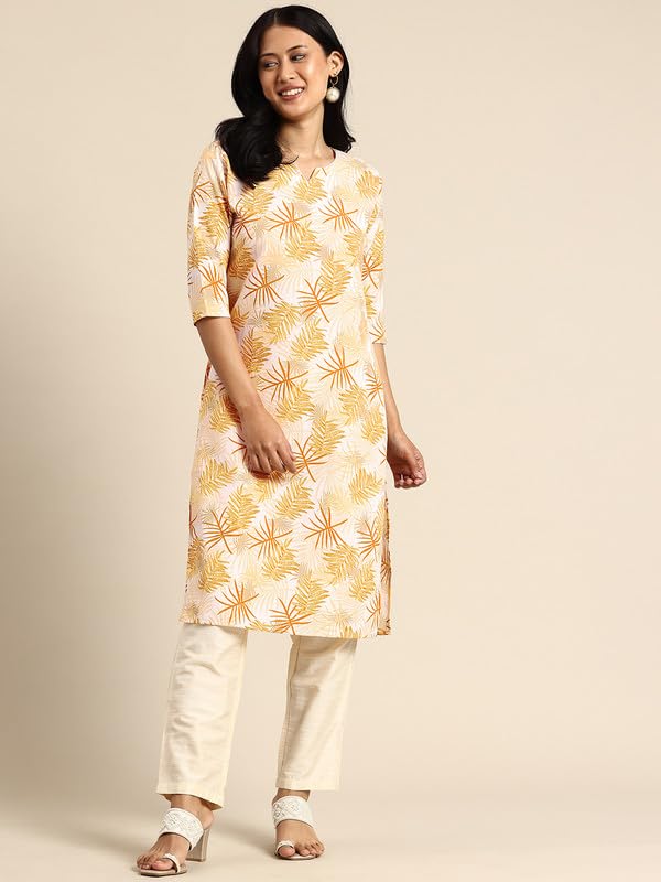Image of JAKHANA Women's Crepe Printed Casual Straight Calf Length Round Nick Kurta Pack of 4