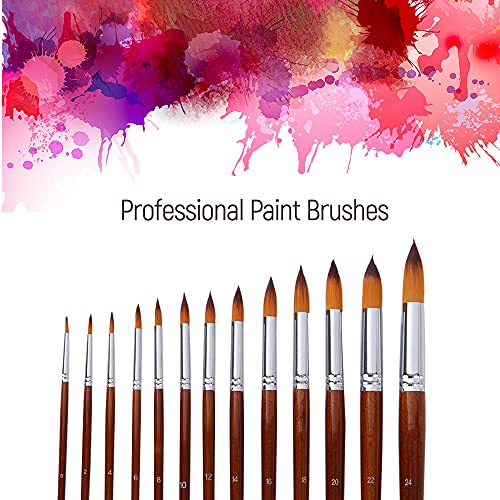 KKcare 13 pçs Conjunto de pincéis de pintura de arte profissional longo cabo de madeira nylon pincel
