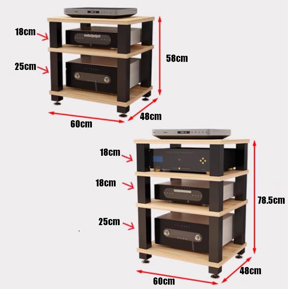 Meuble de rangement réglable à 4 niveaux pour matériel audio/audio/audio/vidéo - Design ouvert - Finition teck (60 x 48 x 78,5 cm)