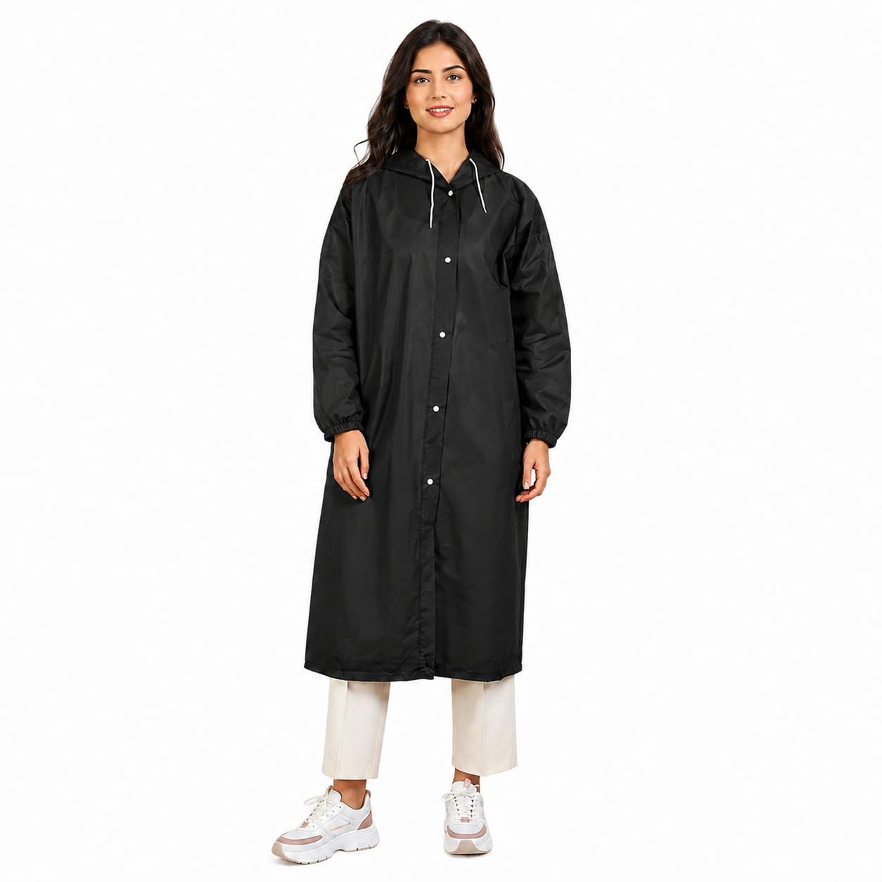 Unisex EVA Raincoat With Hood – Lightweight Waterproof Reusable Poncho, Adjustable Drawstring, Snap Button Closure For Men & Women, Black-image-32
