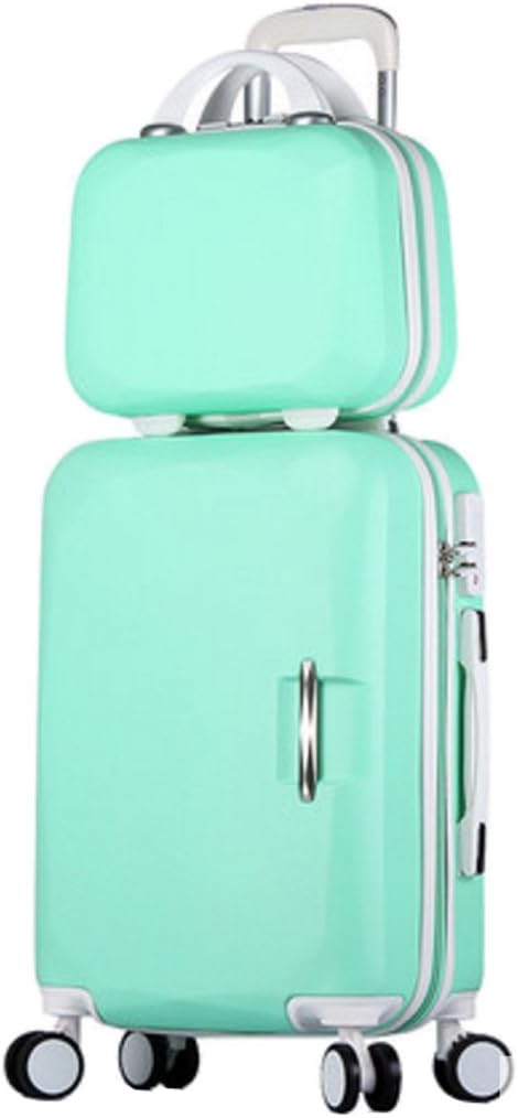 Unisex Travel Luggage with Cosmetic Bag 2PCS Set ABS Suitcase Sets - 22 Inch Mint Green