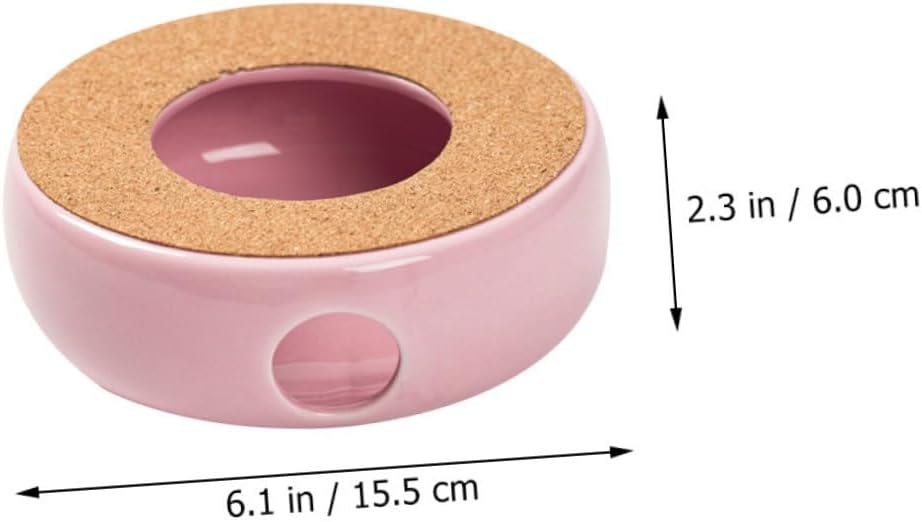 Cabilock Ceramic Teapot Warmer Base Pink Resistant Tea Stove for Glass and Ceramic Pots Convenient Heating Stand with Candle Holder for Tea Preservation and Warming
