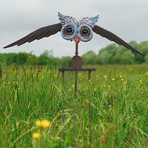 Flying Owl Garden Art Gifts - Wind Spinners Bird Pinwheels For Yard And Garden,Moving Owl For Scaring Birds,Life-Like-Garden Art-Bird Garden Patio Decoration (2Pcs) #TOP3