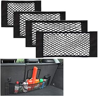 Yueser Car Storage Net, 4 Pack Car Net Mesh Cargo Net Elastic String Net Car Boot Mesh Bag Car Trunk Storage Net Car Storage Pockets Car Cargo Rear Trunk Seat Net Car Organizer Pockets (4 Sizes)