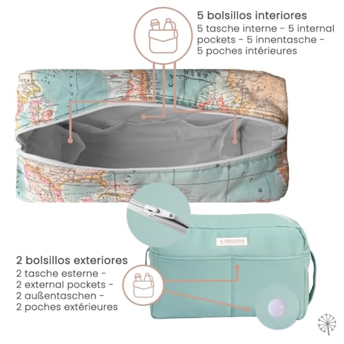 MIMUSELINA Bolso Carrito Polipiel | Bolso Carro Bebe Impermeable de Gran Capacidad | Organización total con 7 bolsillos | Uso en hombro o cochecito sin necesidad de ganchos | Hecho en España - imagen 5
