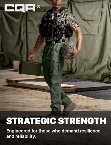 Image of CQR Men's Flex Stretch Tactical Pants, Water Resistant Ripstop Cargo Pants, Lightweight EDC Outdoor Work Hiking Pants