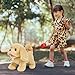 Easfan Electric Walking Brown Dog Plush Leash Puppy Toy Interactive Plush Toy with Remote Control Leash Christmas Birthday Gifts for Kids Toddlers