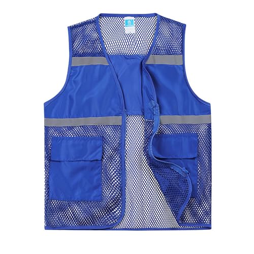 Genérico Chaleco Reflectante De Malla Transpirable para Hombre con Diseño De Seguridad Vial (Blue, XXL)