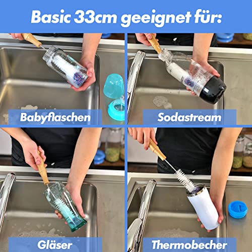 Flaschenbürste JEFF mit weicher Flauschbommel 2er Set