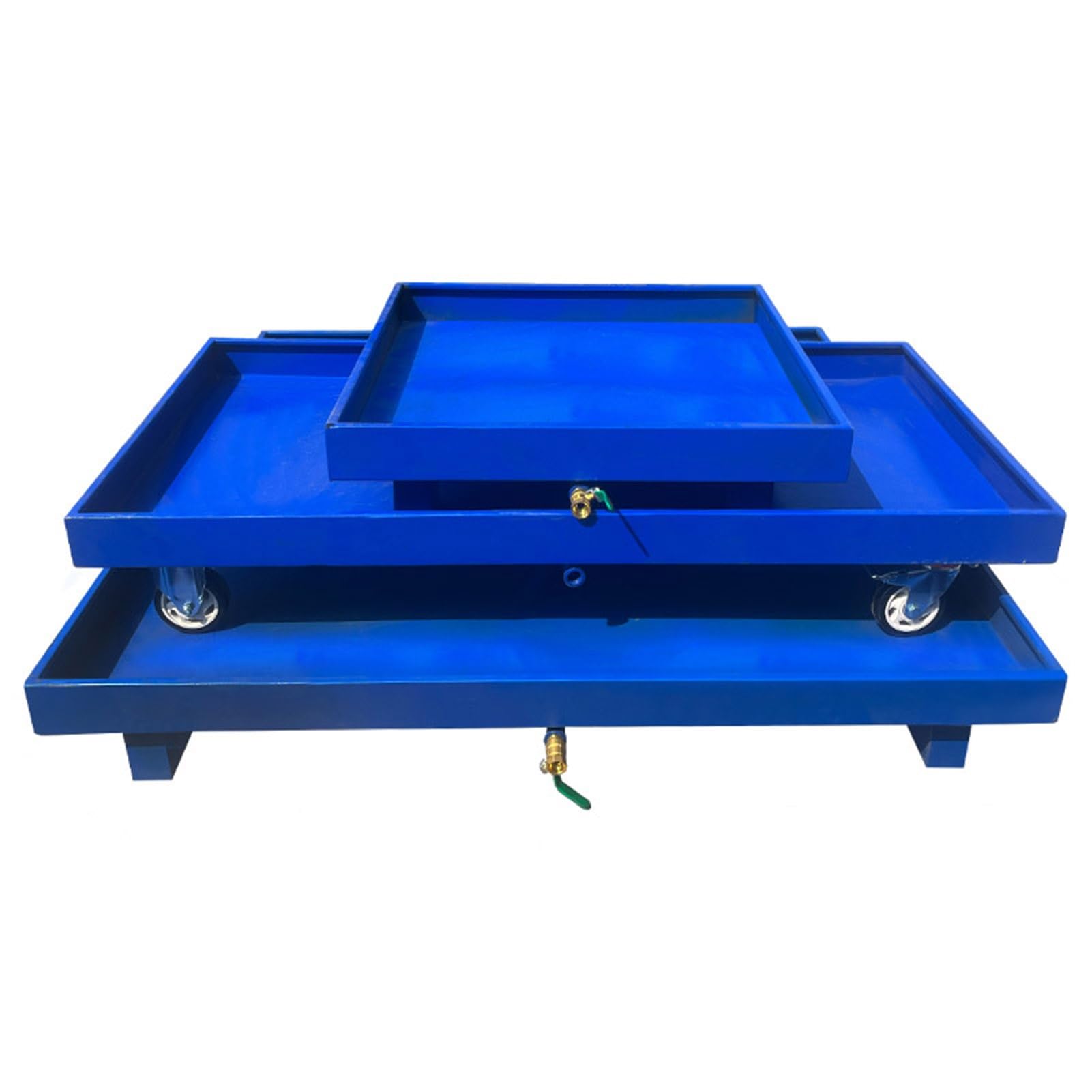 Robuste Containment-Plattform, industrielle Auffangschale, robuste, auslaufsichere Metall-Eimerpalette für Ölfässer, 2 Stück, hohe Tragfähigkeit, 65 x 65 x 15 cm, Blau, 2 Stück, 49,2 x 25,6 x 6,7 Zoll