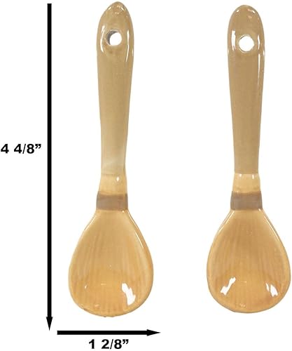 Miniatura 2 de Ebros Gift Wicca Witchcraft Witches Broomsticks - Juego de 2 cucharas de cerámica para café, té, tazas de 4.5 pulgadas de largo