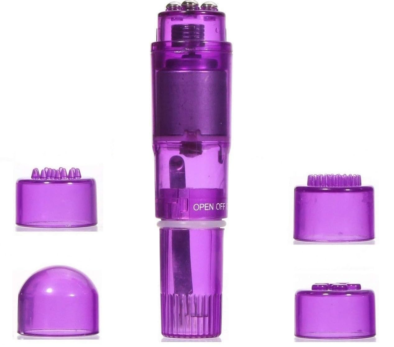 Finever Small Mini Massager Portable Pen for Body Face, Neck, Head,Back Massage with 4 Heads (1PK Purple)
