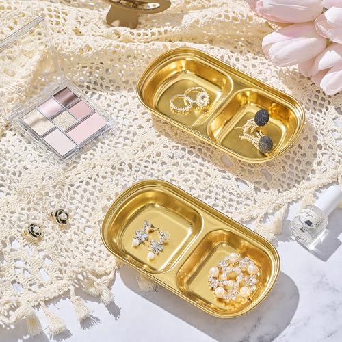 Image of 4 Pcs Esthetician Bowls Face Mask Tray Esthetician Supplies Stainless Steel Compartment Serving Tray Women Skincare Products Facial Bowl for Spa Salon Aesthetician Beauty, Nail Art (Gold,Small)