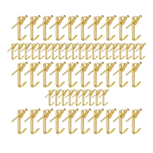 Image of Generic 120Pcs Picture Hooks Gold Hanging Hardware Painting Hanger Metal Picture Hanging Kit for Office Mirror Wooden Hard Walls Jewelry