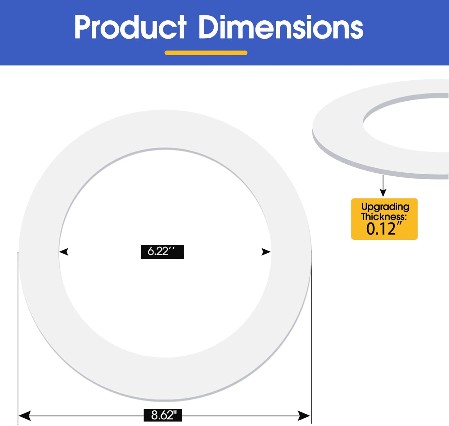 24 Pack 6 Inch Recessed Lighting Trims, Outer Diameter 8.62”, Inner Diameter 6.22”, Matte White Goof Rings for 6 Inch Recessed Lights, Durable Plastic Design, Downlight Design