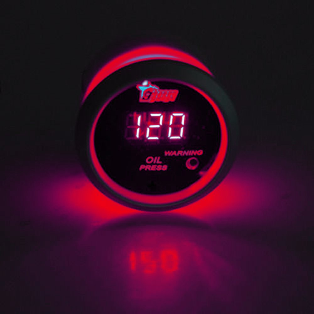 E apoyo 52 mm Negro motor de coche Digital LED rojo luz LED PSI Turbo Boost Gauge Meter