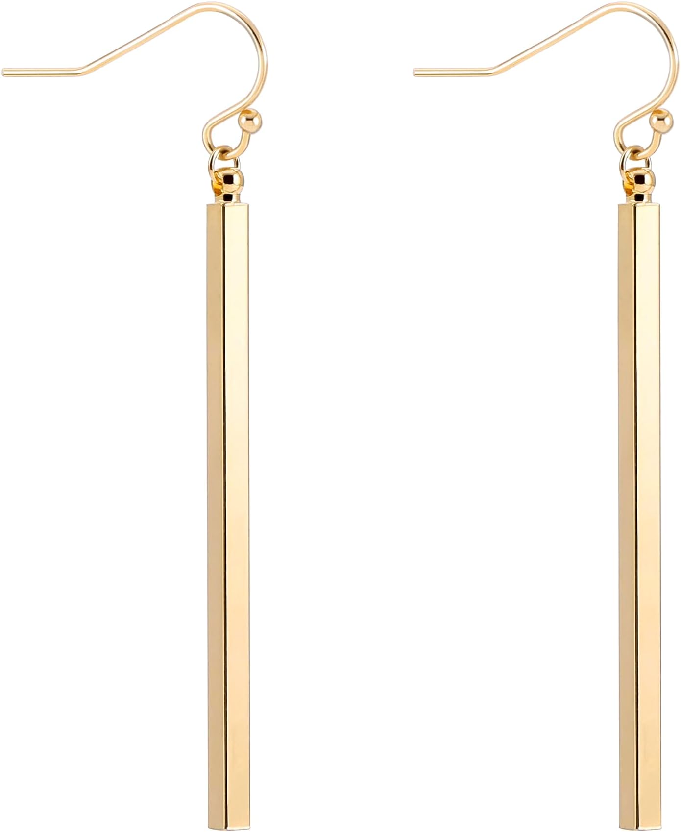 Minimal Long Bar Earrings 18k Gold Drop Line Dangle Geometric Jewelry for Women