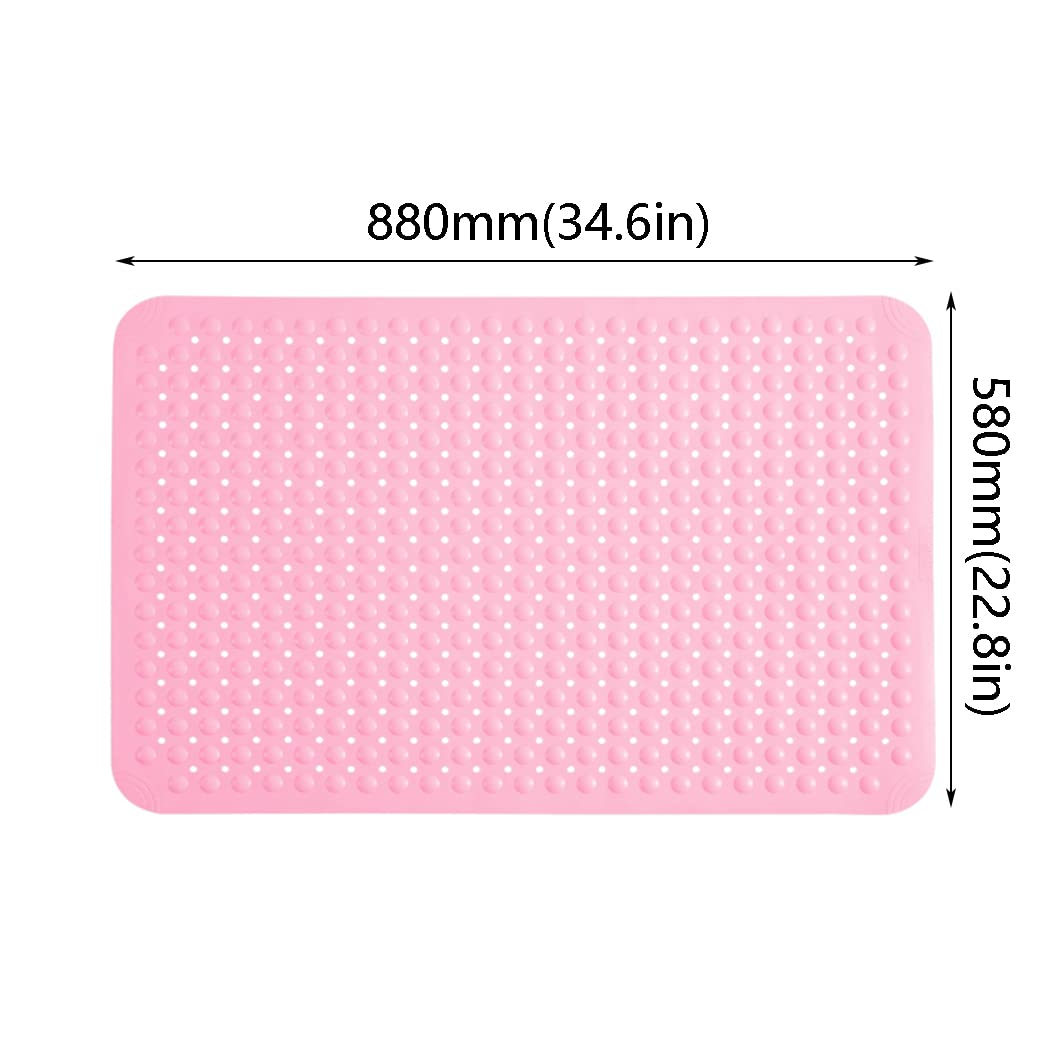 Tappetino Bagno con Ventose, Multiuso Tappetino Doccia Materiale TPE Antiscivolo Tappetino Doccia e da Vasca di Bagno, per Bagni, Cucine, Balconi (Pink,580×880mm)