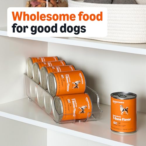 Image of Amazon Basics Wet Dog Food, Cuts in Gravy, T-Bone Flavor, Made with Real Chicken and Beef, 13.2 oz can (Pack of 12)