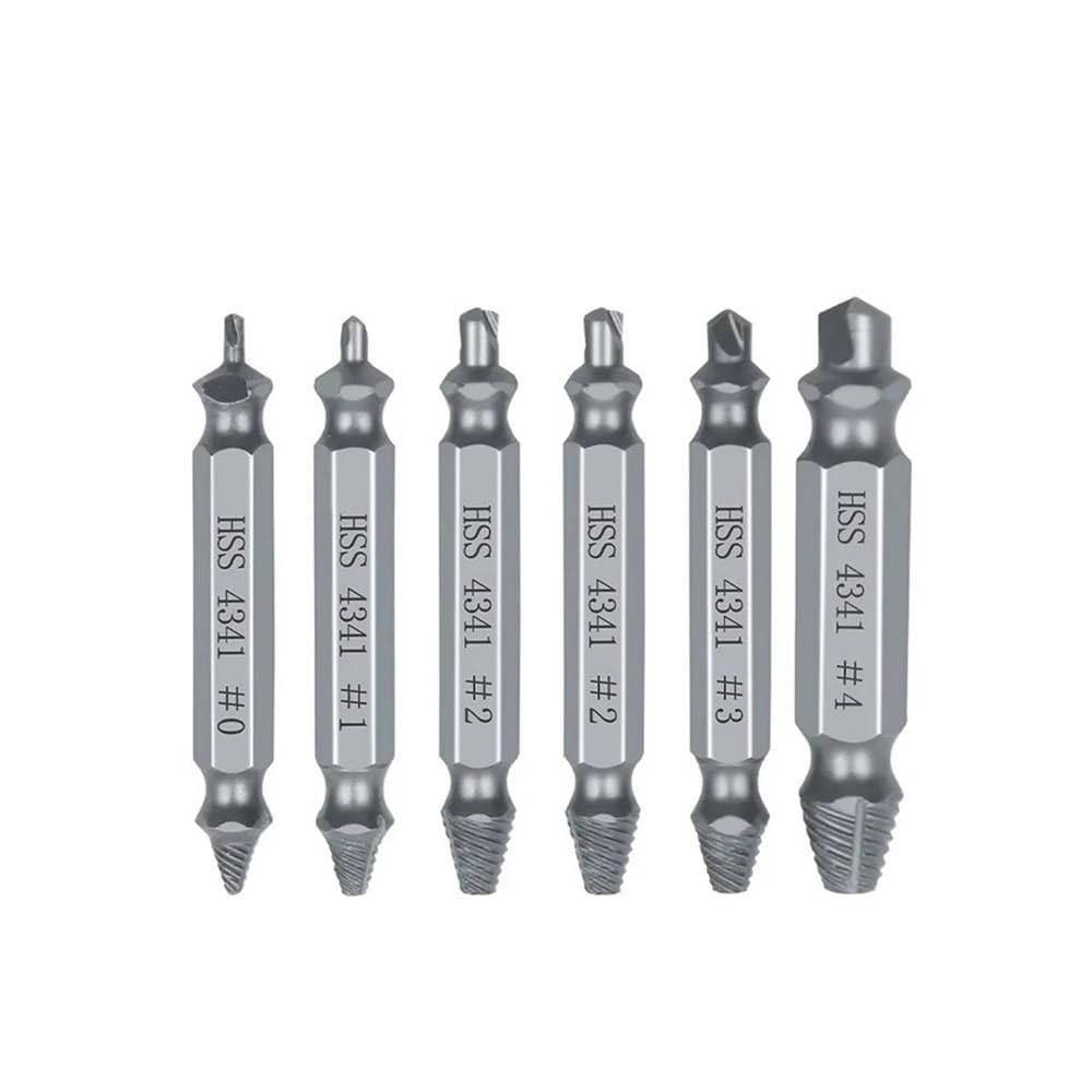Ruxyoie 6Pcs(Silver) Hss Screw Extractor Set Hex Shank #0-#4 Silver