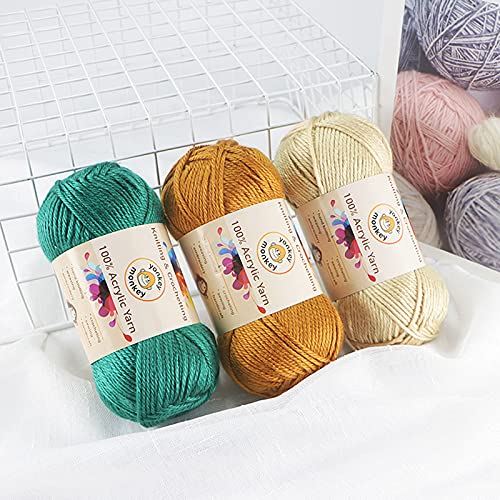 100% Acrylic Fancy Yarn 3-Pack By Yonkey Monkey Knitting Crochet Diy Art Craft (Camel 11) #TOP3
