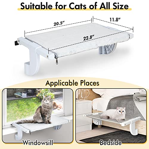 Zoratoo Window Sill Mount Cat Perch For Indoor Cats, One-Step Sliding Adjustment Cat Hammock Window Seat With Removable Two Fabrics Covers, No Suction Cups Cat Beds For Windowsill & Bedside (M) #TOP5