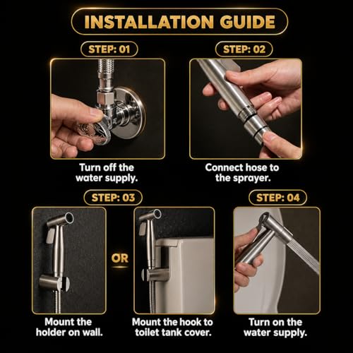 Image of Premium Stainless Steel Jet Spray Gun for Toilet - Durable Water Spray Gun for Bathroom Accessories Set & Personal Hygiene