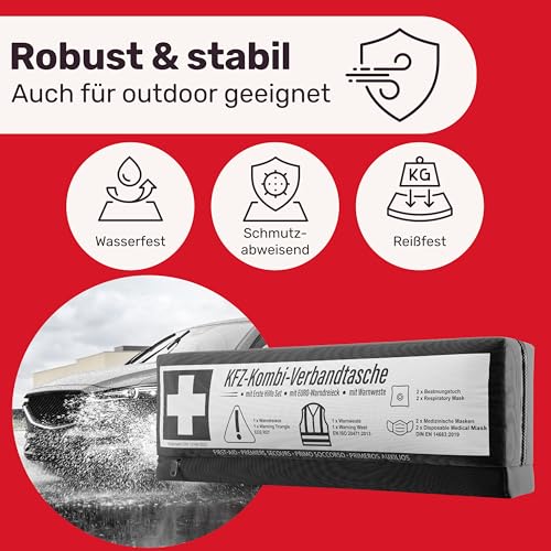 Erste Hilfe Set Auto 3in1 Norm 2026 Verbandskasten Warndreieck & Warnweste – Ansicht 4