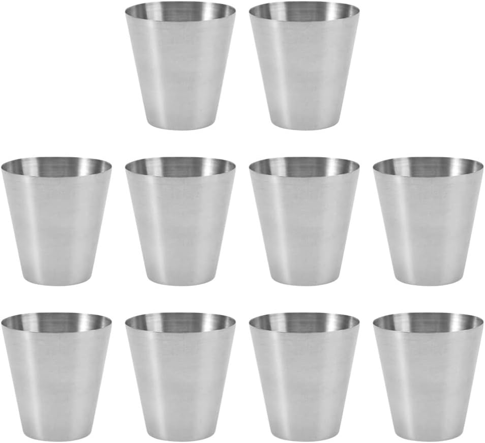 Luxshiny Whiskey Glasses 10pcs Stainless Steel Cup, Camping Beer Cups
