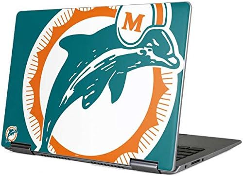 Skinit Decal Laptop Skin compatible with Yoga 710 14in - Officially Licensed NFL Miami Dolphins Retro Logo Design