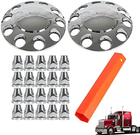 Munirater Wheel Covers Hub Axle Semi Chrome Front Wheel Plastic ABS Screw-on 33mm Nut Covers 1 Pair