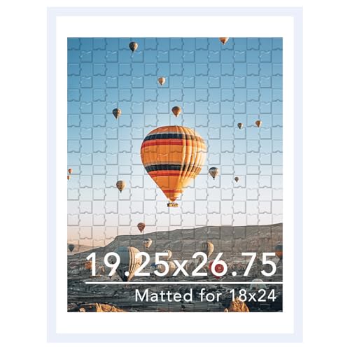 Image of JCJMY 19.25x26.75 Puzzles Frame White, Display 18x24 with Mat or 19.25 x 26.75 without, Wall Hanging 19.25 by 26.75 Picture Frame for Poster Photo Canvas Picture Puzzles, White