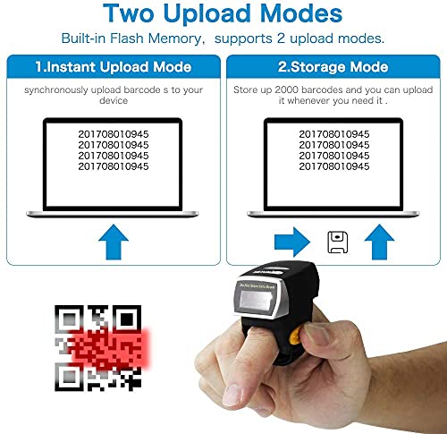 Scanner de codes à barres QR 2D de doigt mini bague pour smartphone Android et iOS - 5