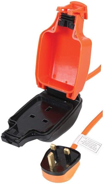 PRO ELEC PEL01008 Mains Extension Lead with Outdoor 1-Gang Socket, IP54, Orange, 5m