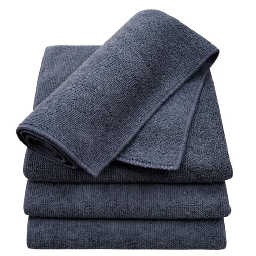 Image of AM Safe-X Microfiber Cloth for Car 350 GSM 40x40 cms 4 Pcs Grey Twisted Loop Super Absorbent Towel, Edgeless Design with Plush Pile & Lint Free Cloth for Drying & Detailing