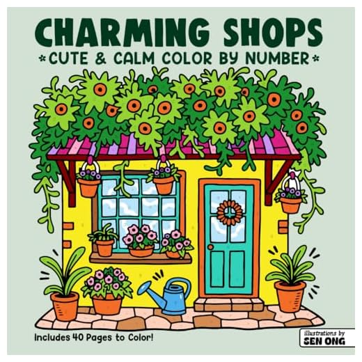 Cozy Shops Cute & Calm Color By Number: Relaxing Flower, Bakery & Bookstore Corners