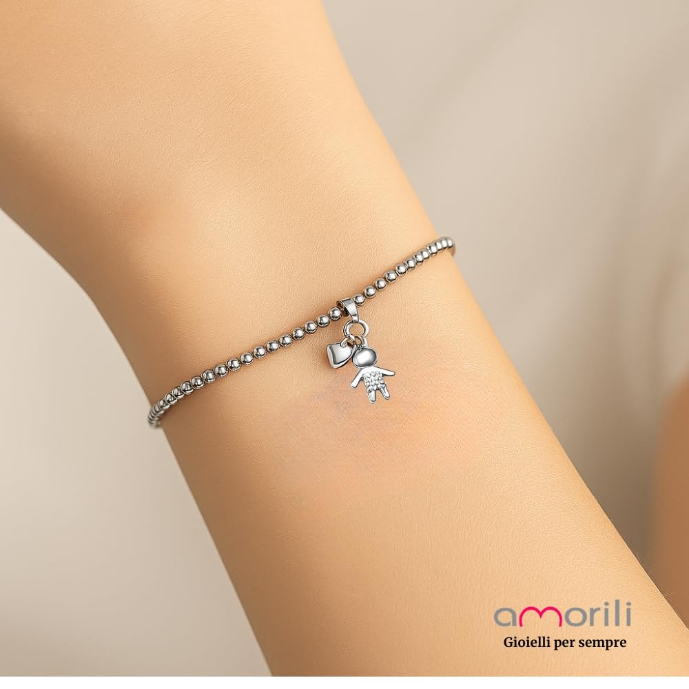 Bracciale Nascita Bebè Bambino Maschietto in Argento 925 con Zirconi | Gioiello Dolce per Futura Mamma | Braccialetto Elegante e Simbolico | Idea Regalo Nascita o Baby Shower bcc1565b